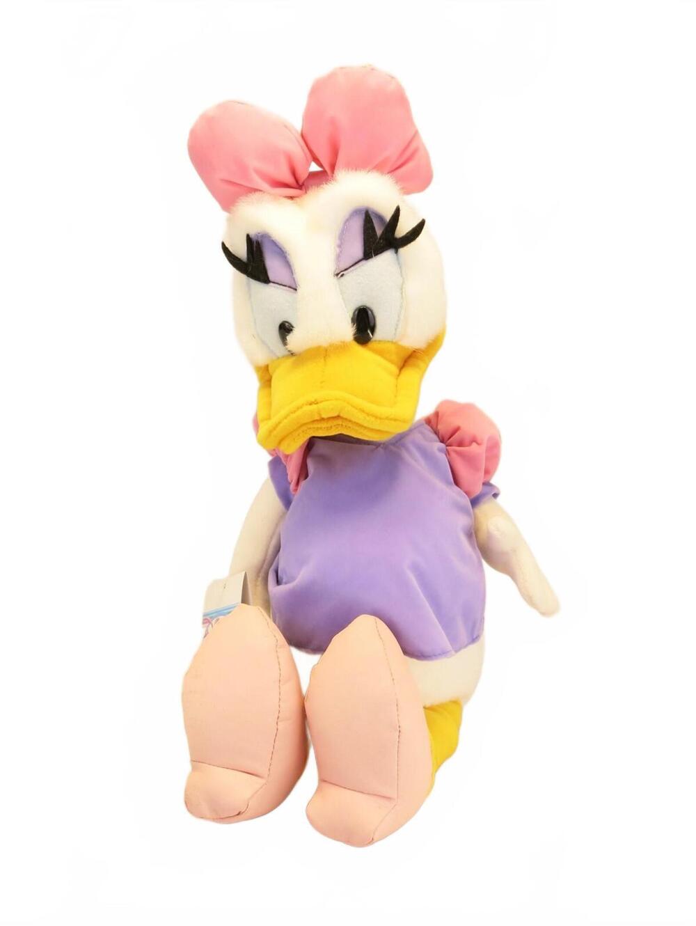 Retro Disney Store Exclusive Daisy Duck Pink & Purple Dress Soft Plush Toy 17.5"